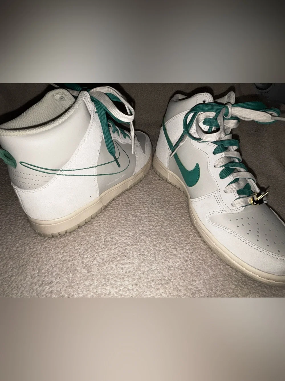 Nike Mid-Top Sneakers in Bone and Sail Green